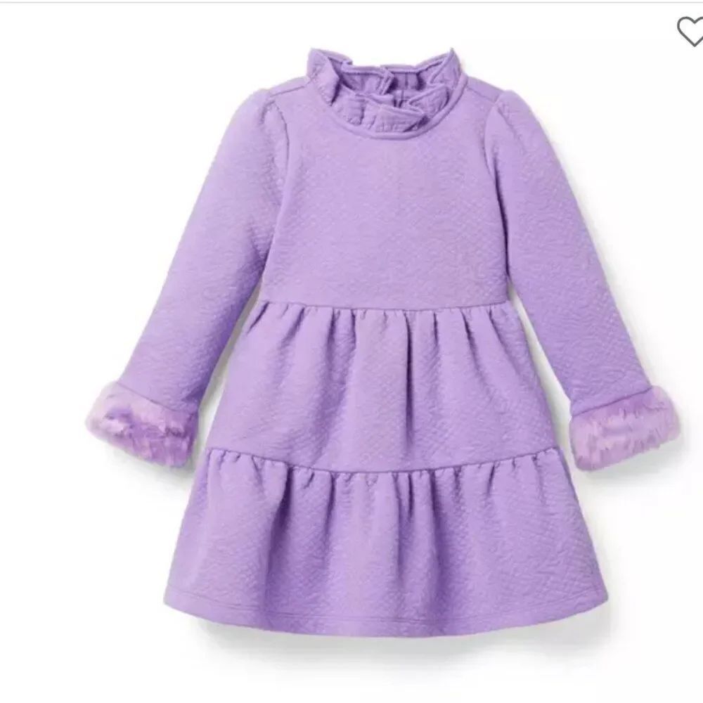 Janie and Jack 100047367 Girls lavendar The Cozy Frills Dress size 6-12 months